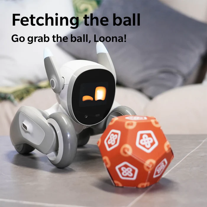 Rechargeable AI Pet Robot EVA Interactive Toy Voice Interaction Fetch Ball Educational Companion for Kids Adults