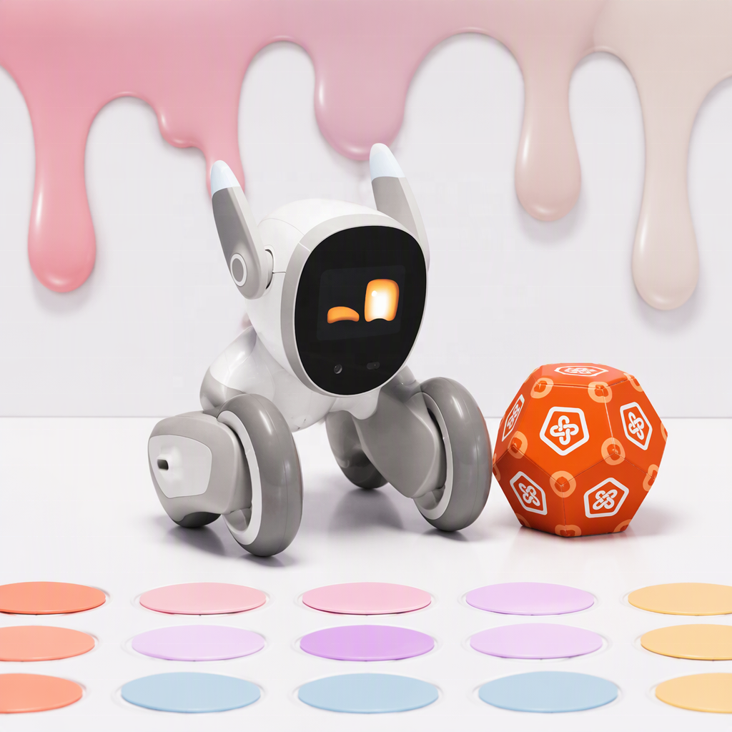 Rechargeable AI Pet Robot EVA Voice Interaction Companion Fetch Ball Educational Toy for Kids Adults