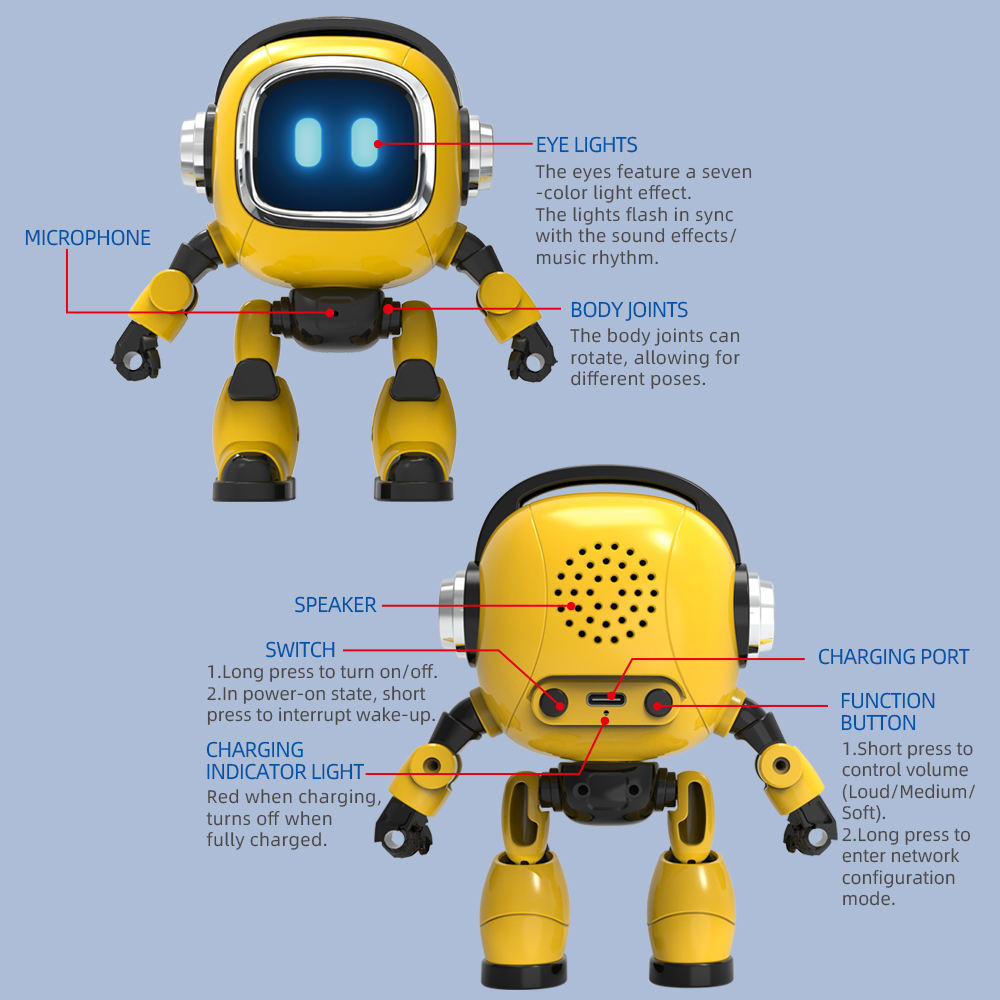 Children's Desktop Toy AI Robot: Humanoid Dialogue Interaction Knowledge Q&A Oral Language Training Educational Toy